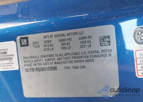 2017 Chevrolet Camaro 1Lt from USA, damaged, VIN 1G1FB1RS5H0160586